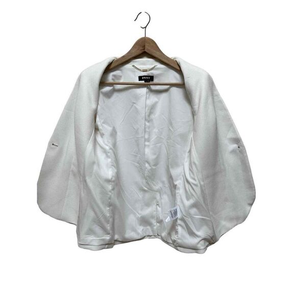 DKNY Ivory Textured One Button Closure Pocket Collarless Blazer Size 6 Small - Picture 7 of 13
